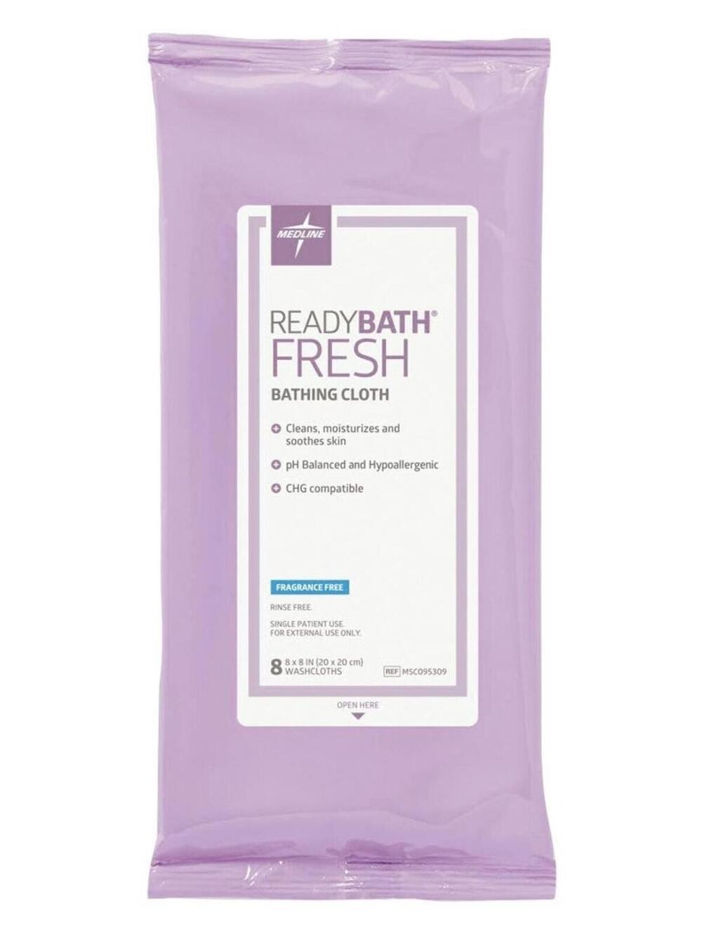 2 Pk Medline ReadyBath Fresh Bathing Cloths Fragrance Free No Rinse Exp 2027